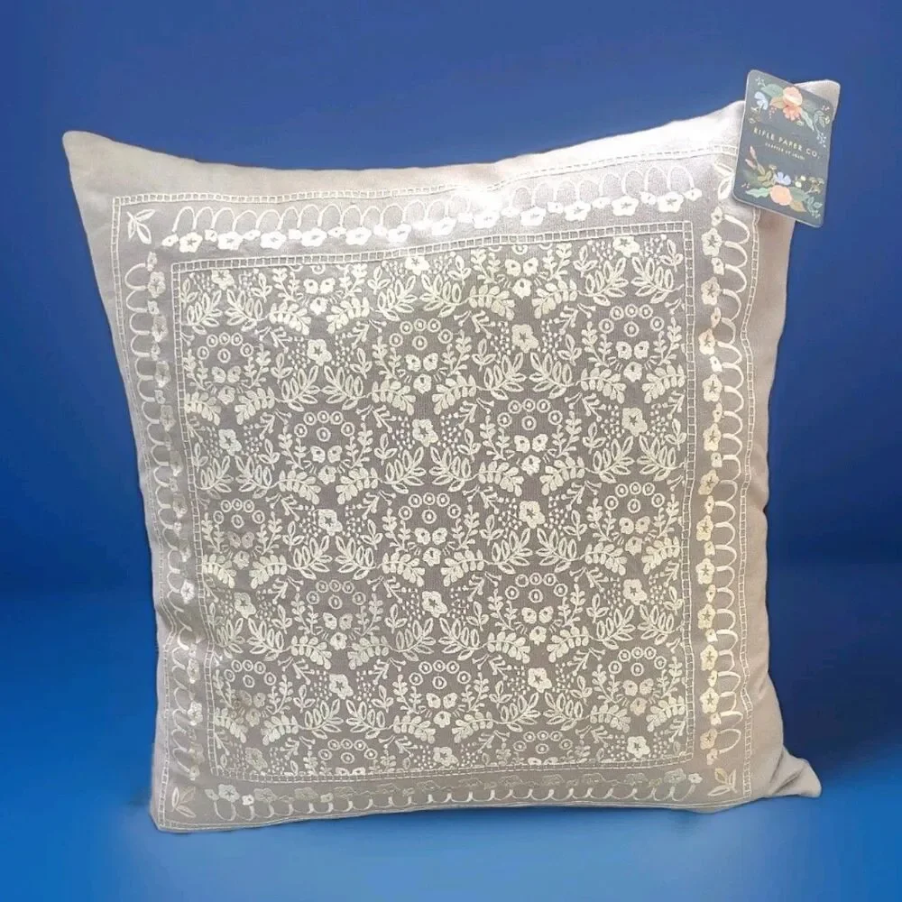 Rifle Paper Co Loloi Plural Vine Embroidered Decorative Pillow Cottage Core New